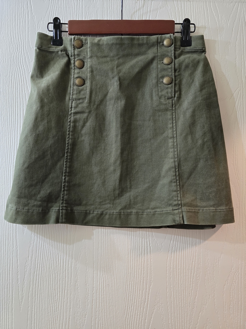 Abercrombie & Fitch Olive Green Mini Skirt with Button Detail